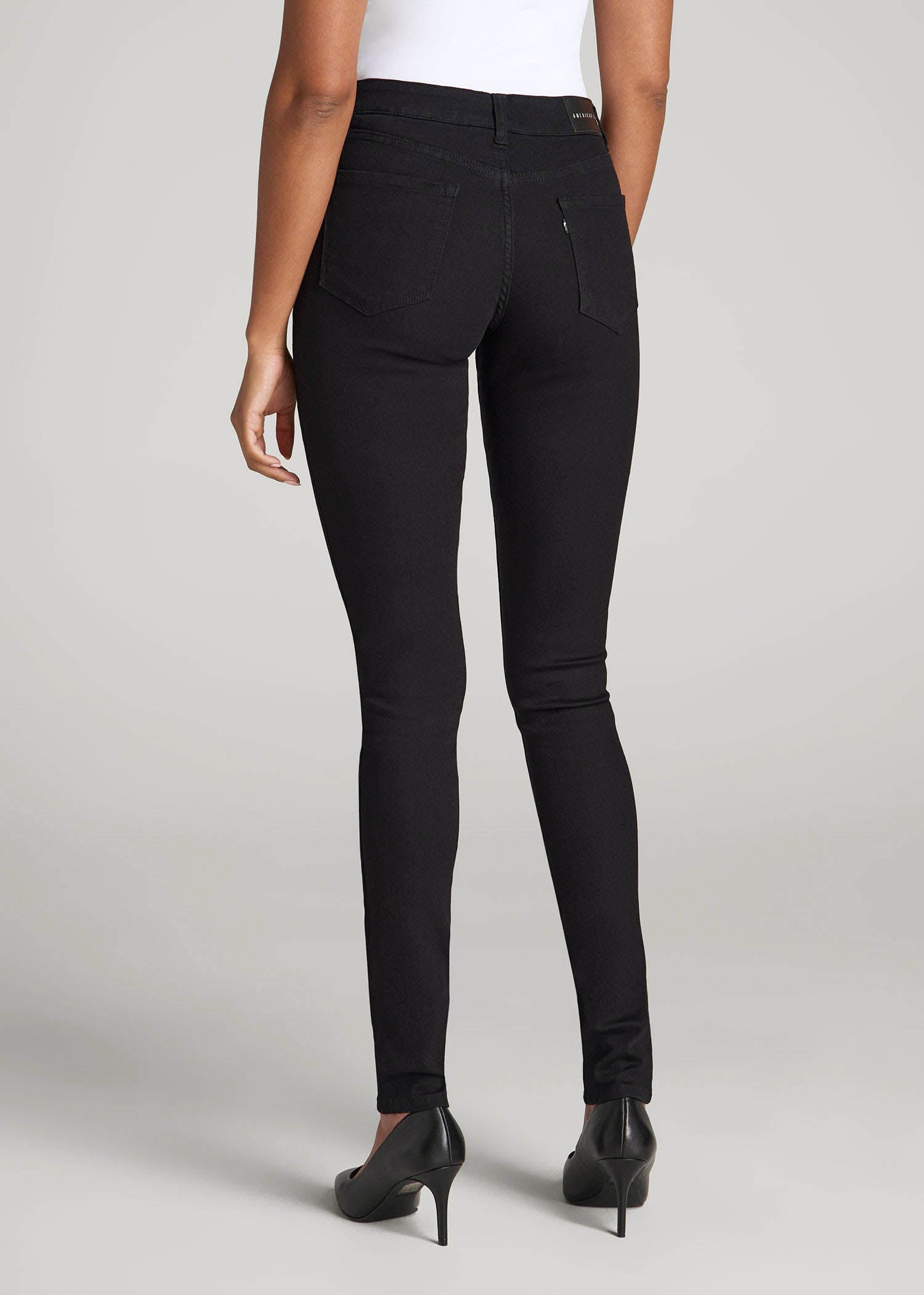 American Tall Women Sarah Mid-Rise Skinny Jeans for Tall Women in Black
