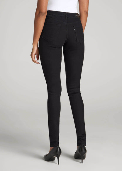 American Tall Women Sarah Mid-Rise Skinny Jeans for Tall Women in Black