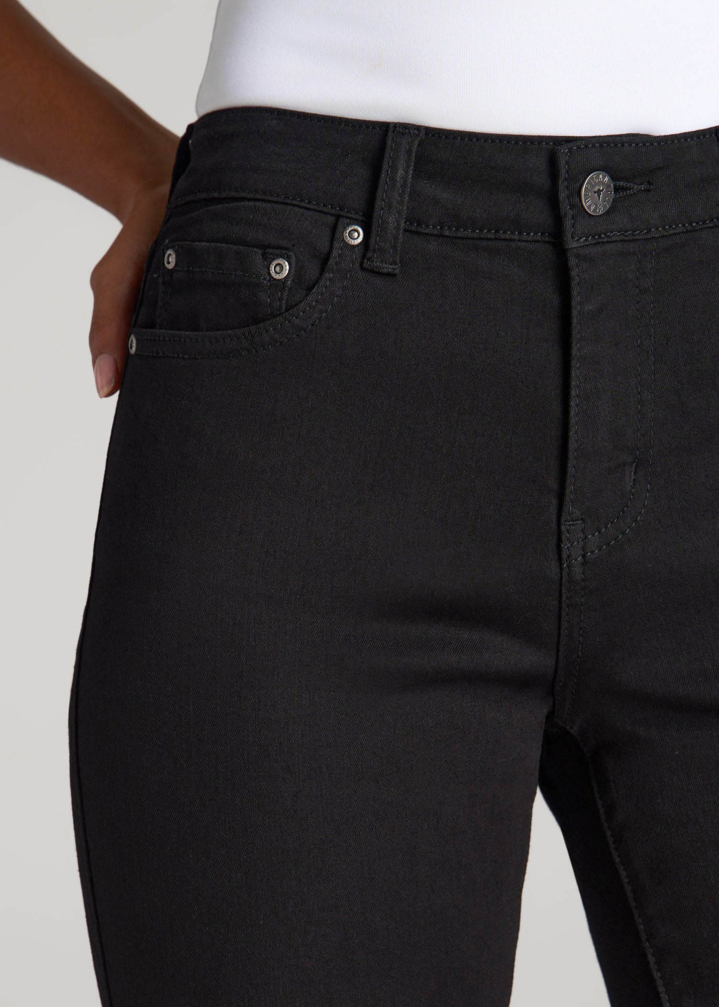 American Tall Women Sarah Mid-Rise Skinny Jeans for Tall Women in Black