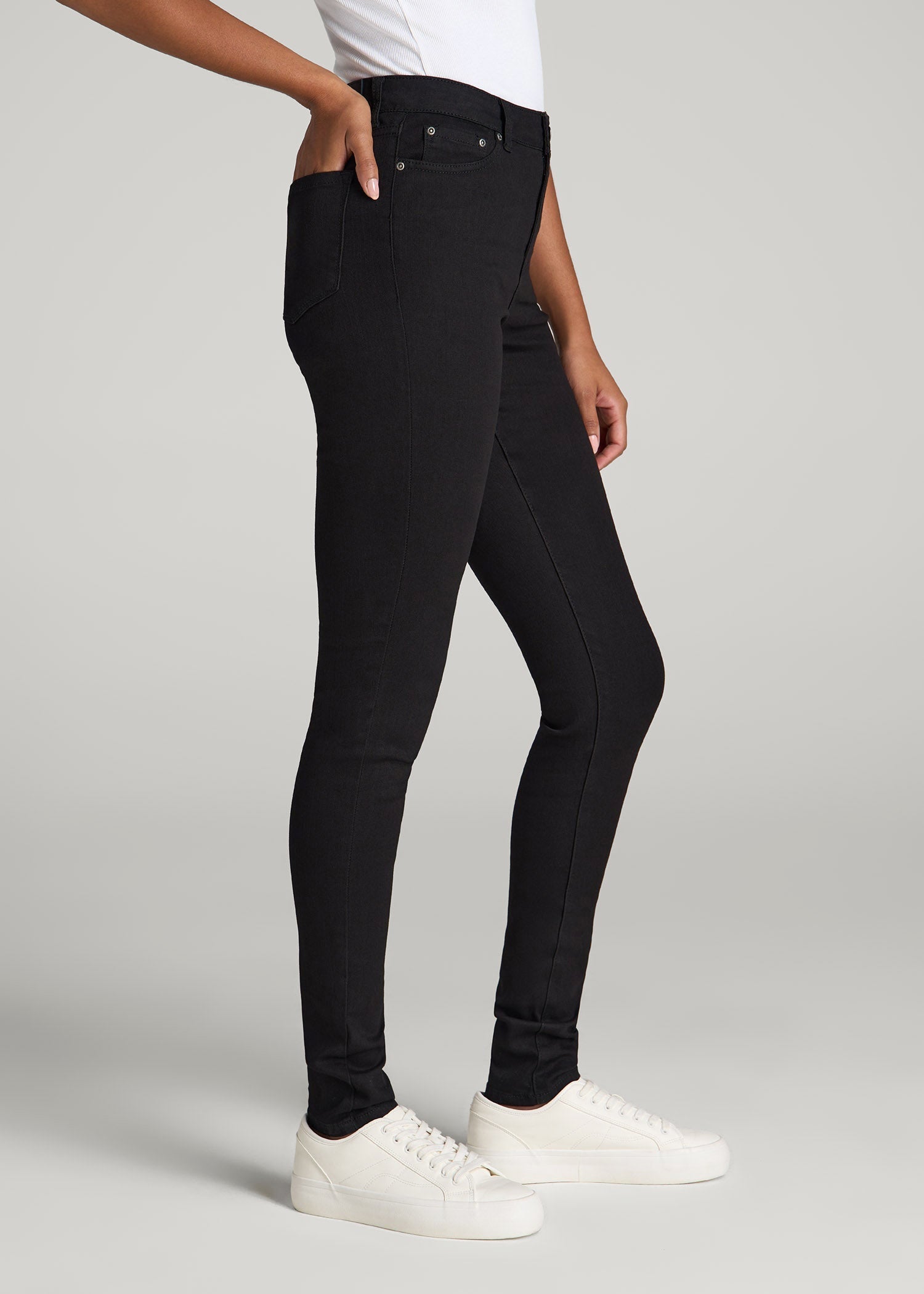 American Tall Women Georgia High-Rise Skinny Jeans for Tall Women in Black
