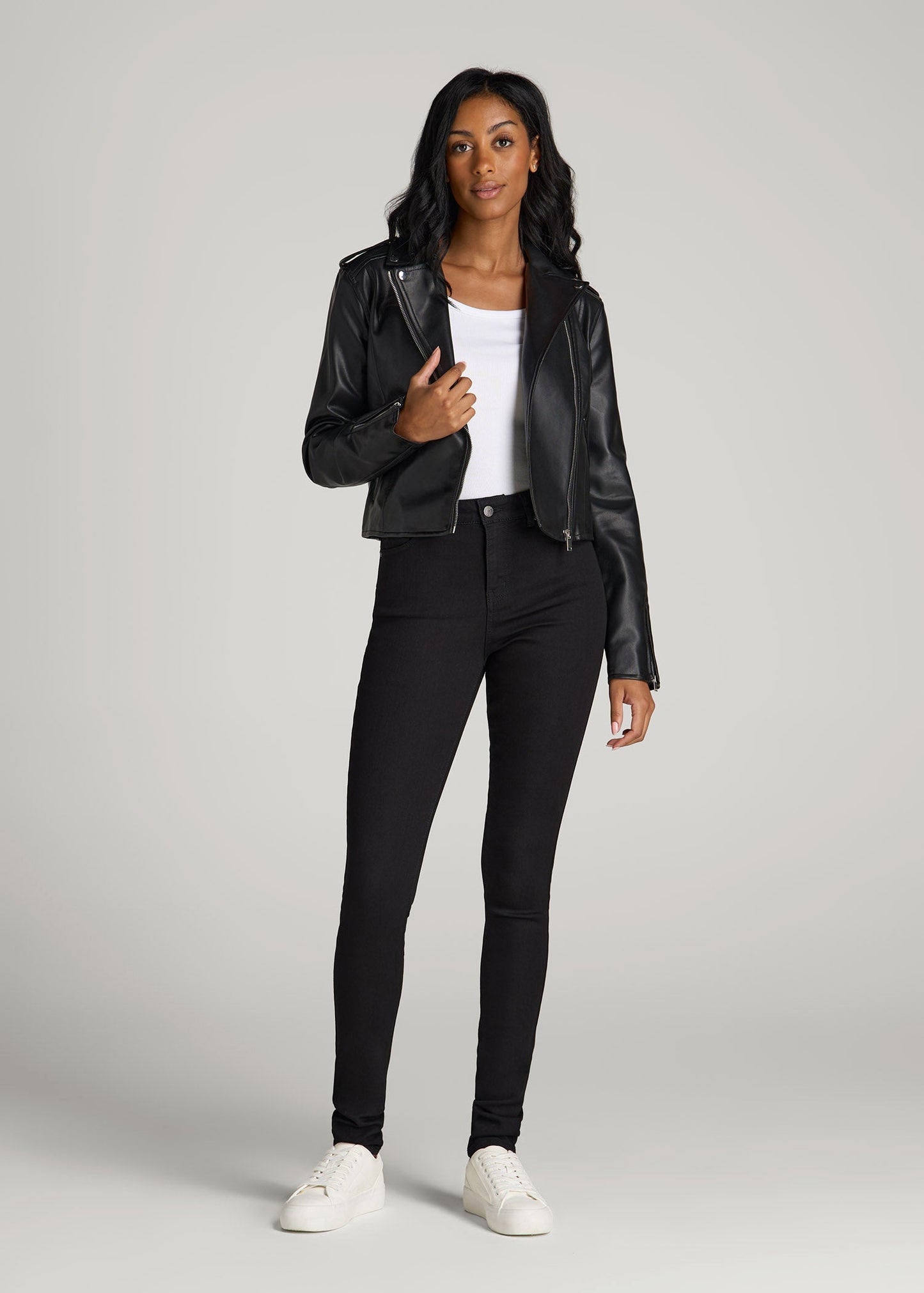 American Tall Women Georgia High-Rise Skinny Jeans for Tall Women in Black