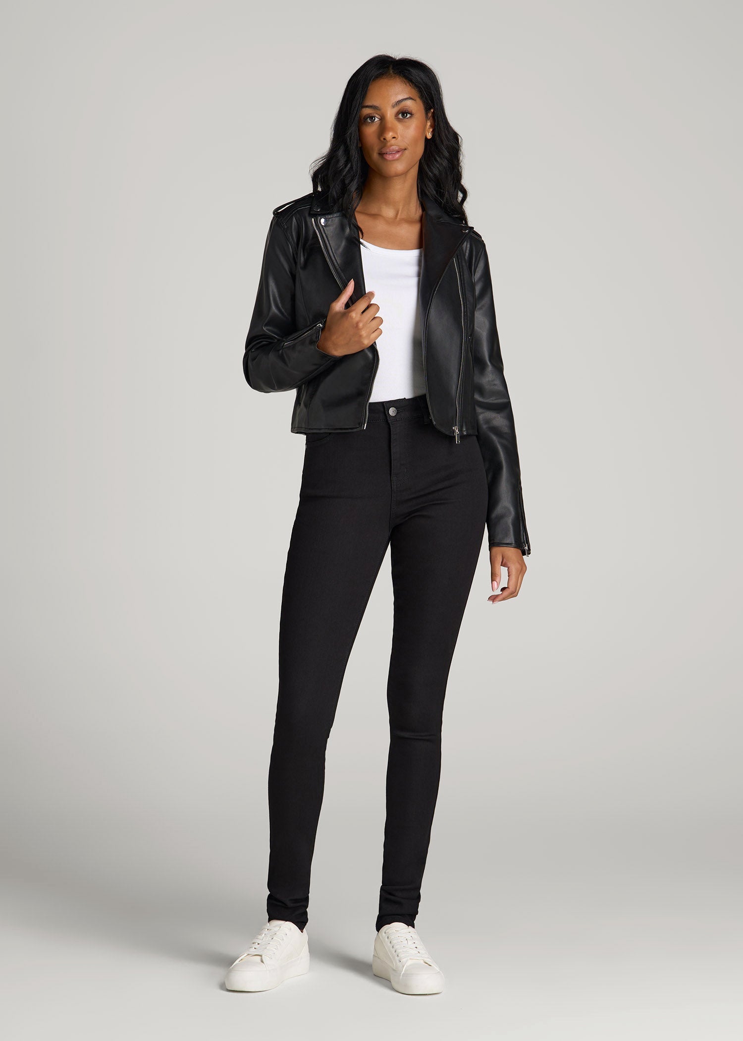 American Tall Women Georgia High-Rise Skinny Jeans for Tall Women in Black