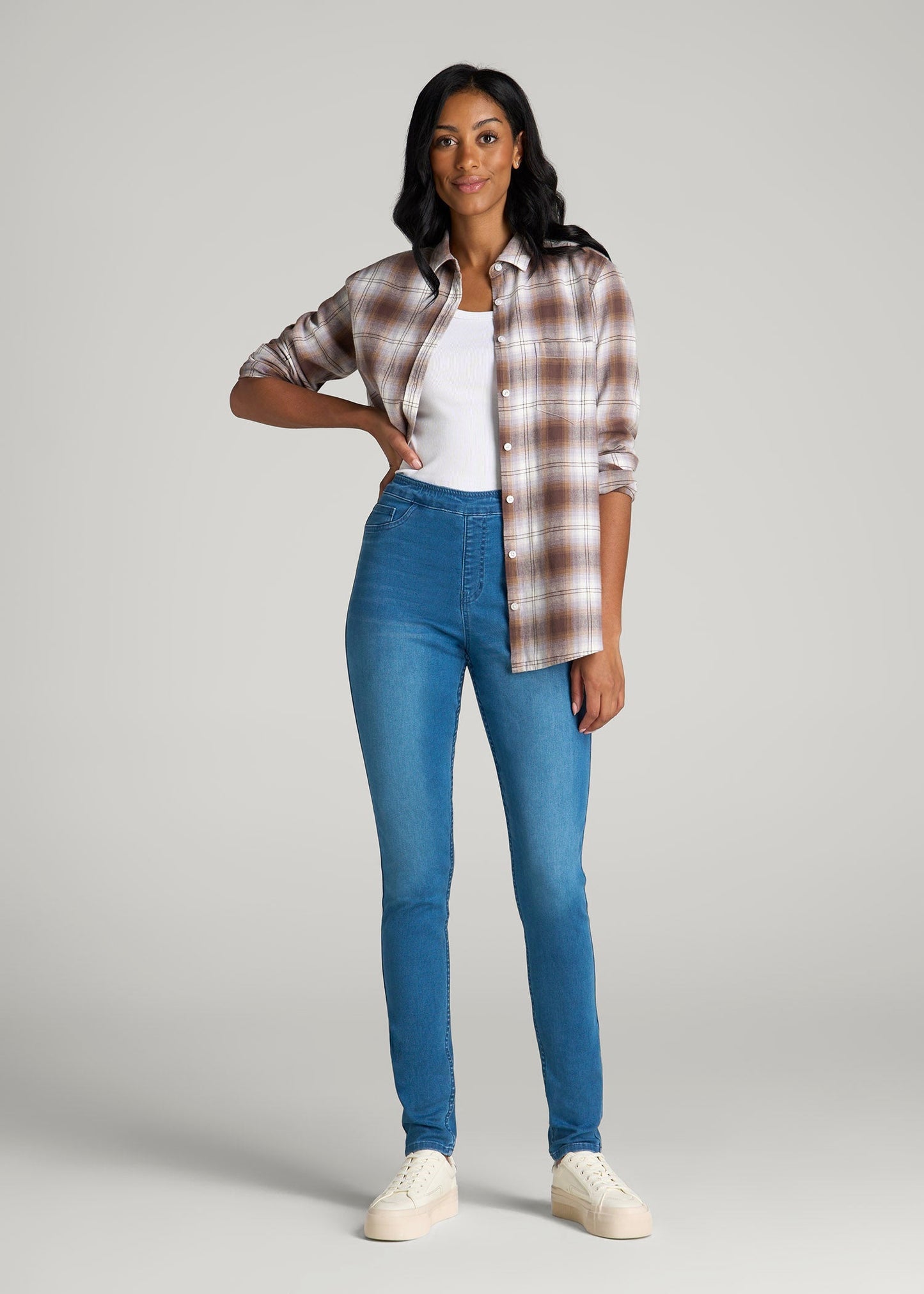 American Tall Women Jeggings for Tall Women in Classic Mid Blue