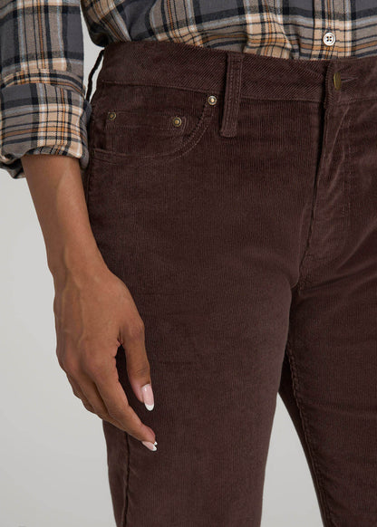 American Tall Women Mid-Rise Mini Bootcut Corduroy Pants for Tall Women in Espresso