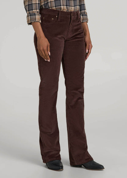 American Tall Women Mid-Rise Mini Bootcut Corduroy Pants for Tall Women in Espresso