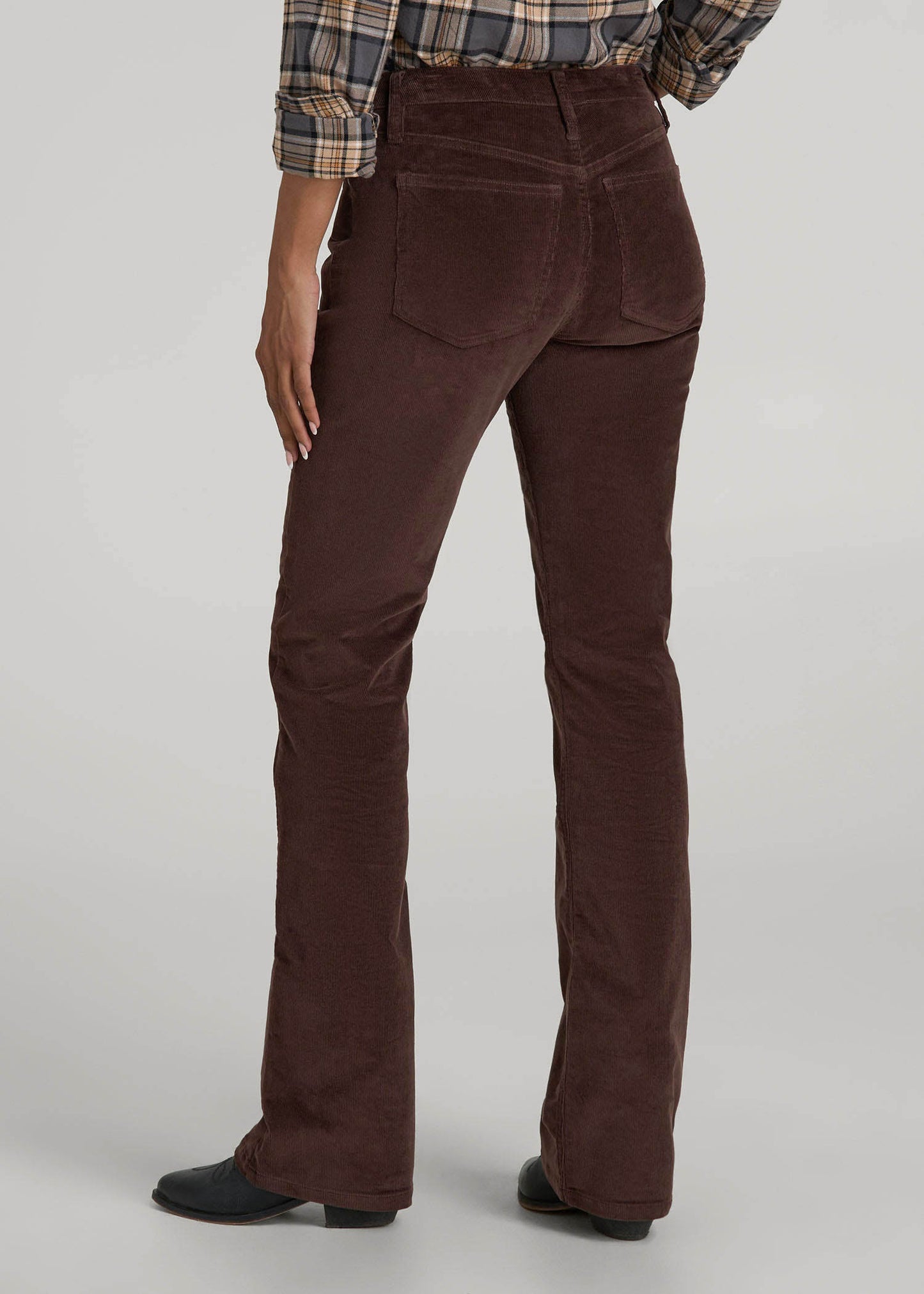 American Tall Women Mid-Rise Mini Bootcut Corduroy Pants for Tall Women in Espresso