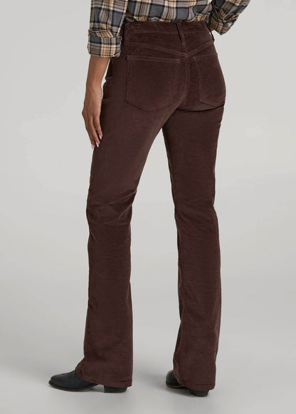 American Tall Women Mid-Rise Mini Bootcut Corduroy Pants for Tall Women in Espresso