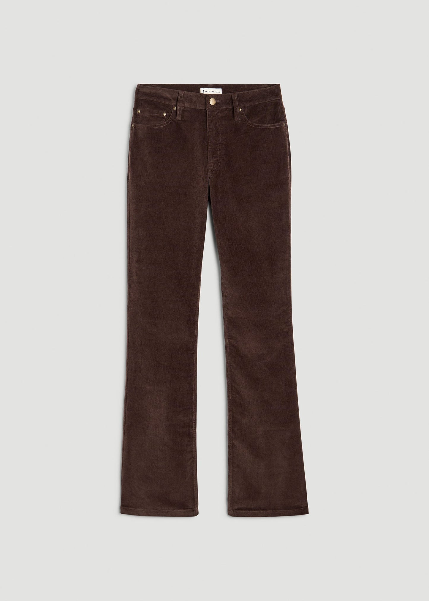 American Tall Women Mid-Rise Mini Bootcut Corduroy Pants for Tall Women in Espresso