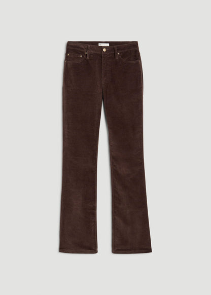 American Tall Women Mid-Rise Mini Bootcut Corduroy Pants for Tall Women in Espresso
