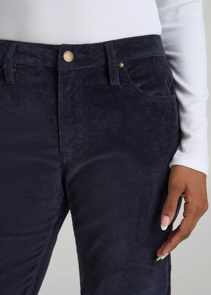 American Tall Women Mid-Rise Mini Bootcut Corduroy Pants for Tall Women in Patriot Blue