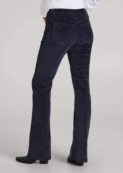 American Tall Women Mid-Rise Mini Bootcut Corduroy Pants for Tall Women in Patriot Blue