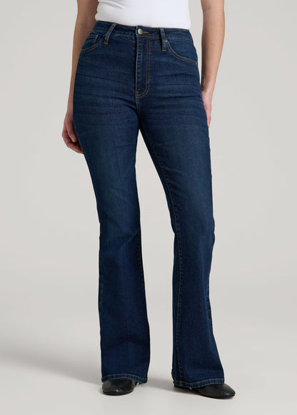 American Tall Women Chloe High Rise Flare Jeans for Tall Women in Indigo Dusk