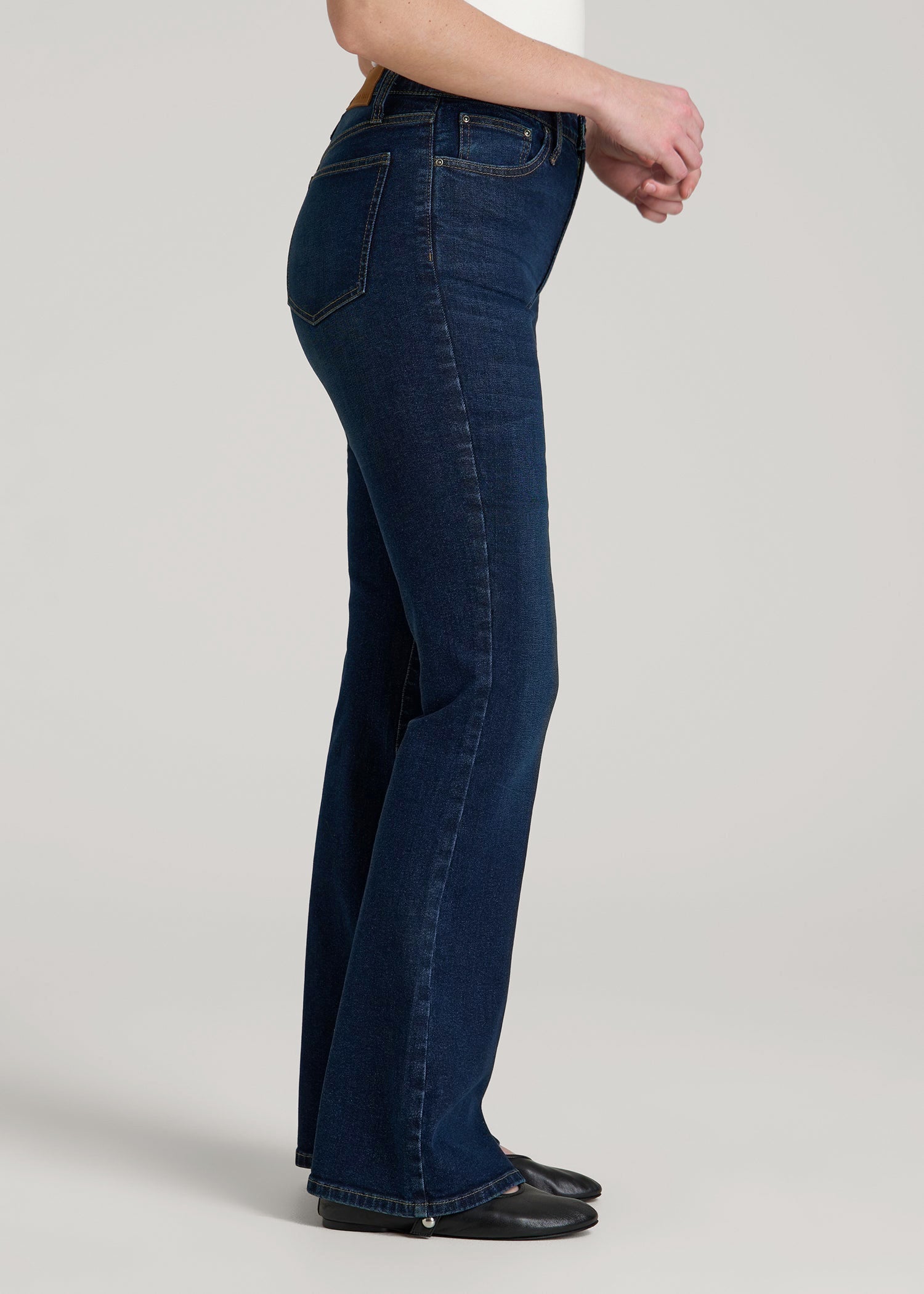 American Tall Women Chloe High Rise Flare Jeans for Tall Women in Indigo Dusk