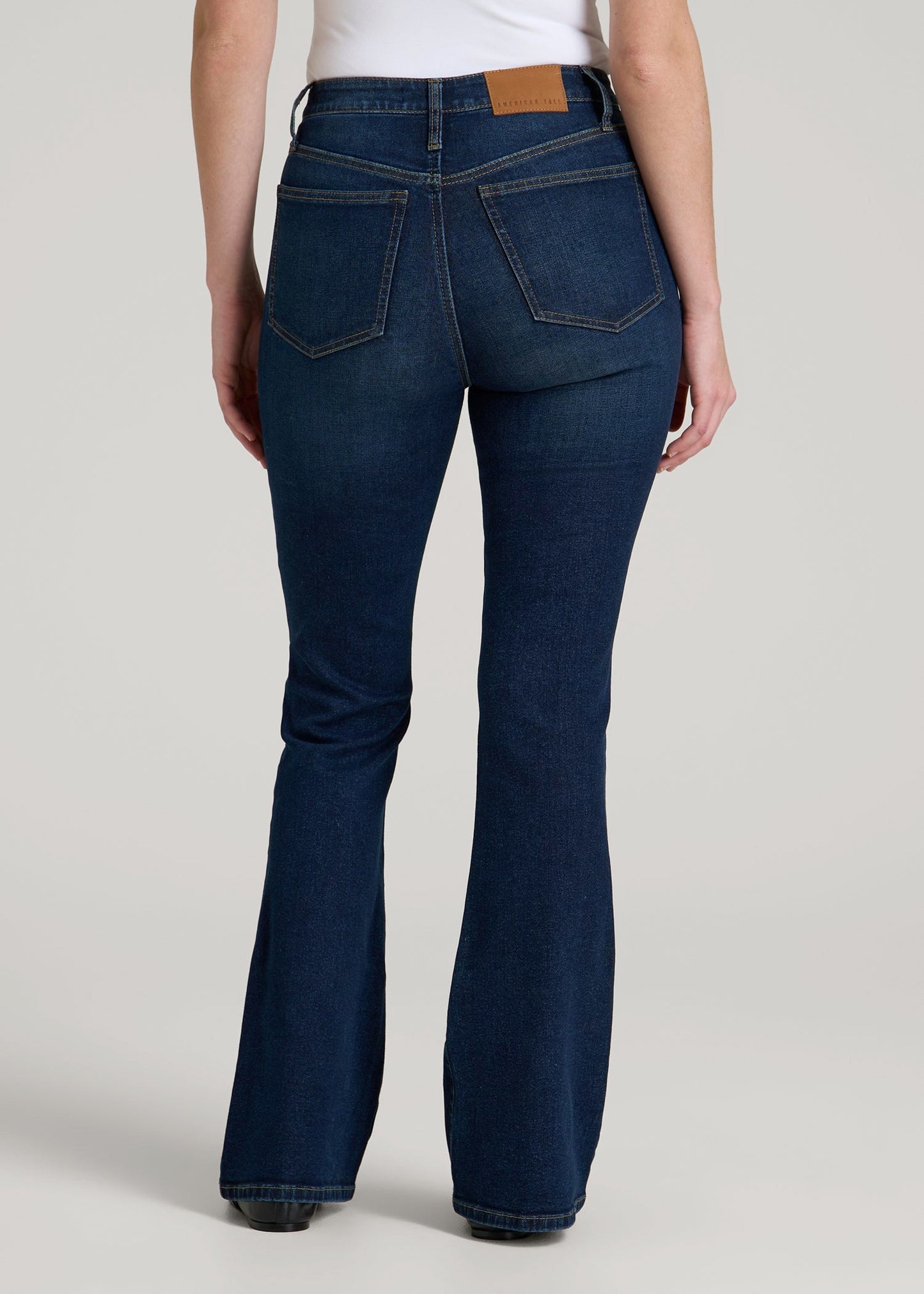 American Tall Women Chloe High Rise Flare Jeans for Tall Women in Indigo Dusk