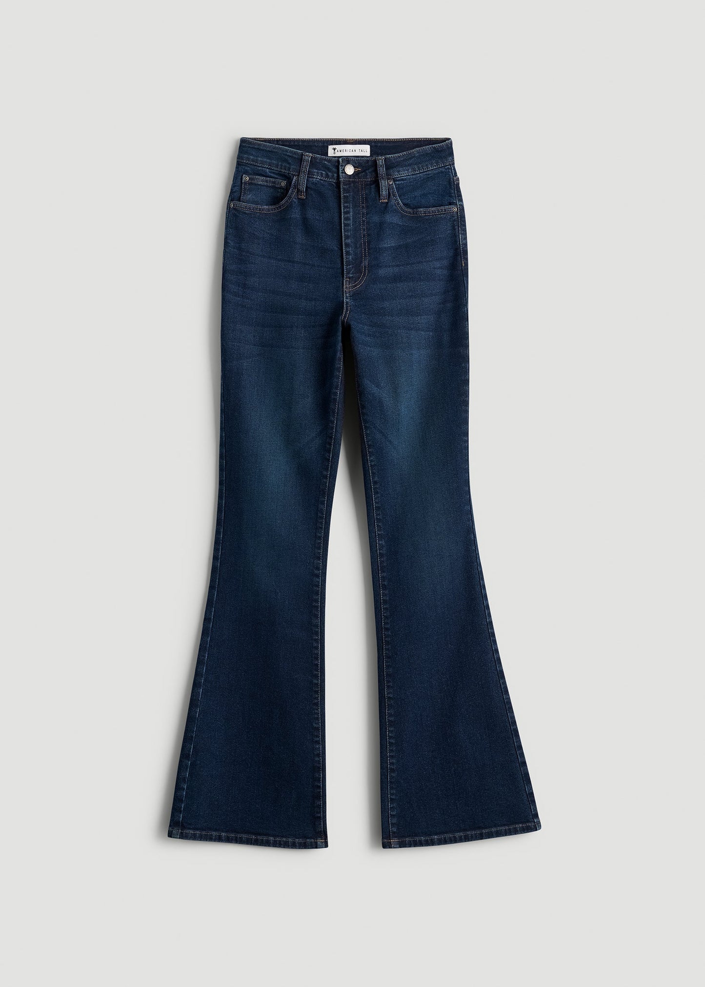 American Tall Women Chloe High Rise Flare Jeans for Tall Women in Indigo Dusk