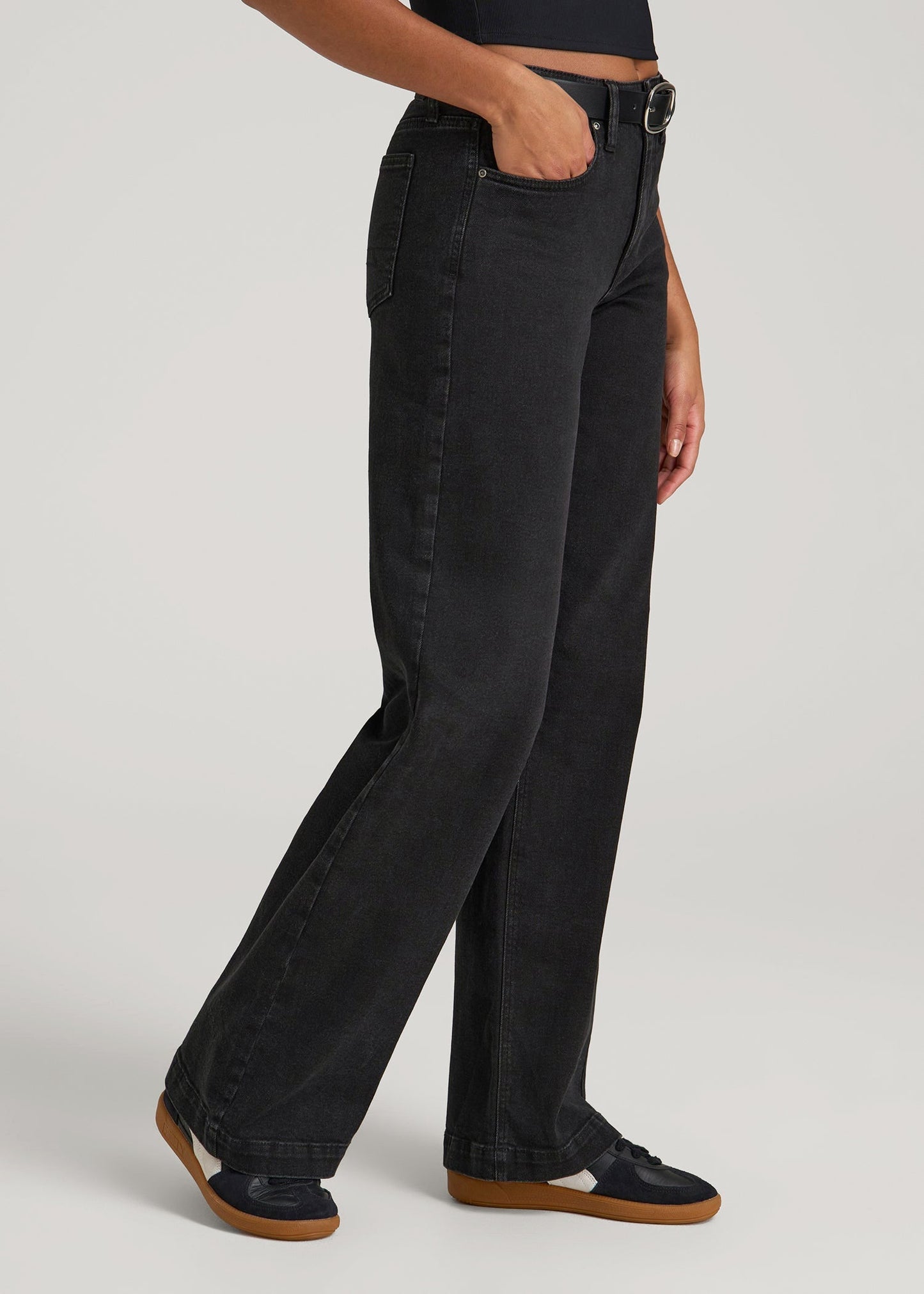 American Tall Women Luna High-Rise Wide-Leg Jeans for Tall Women in Onyx Black Wash