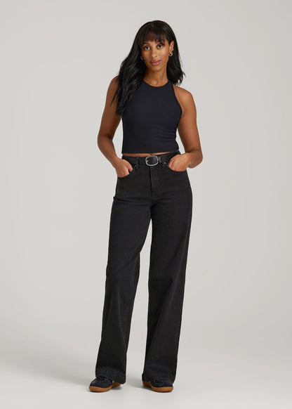 American Tall Women Luna High-Rise Wide-Leg Jeans for Tall Women in Onyx Black Wash