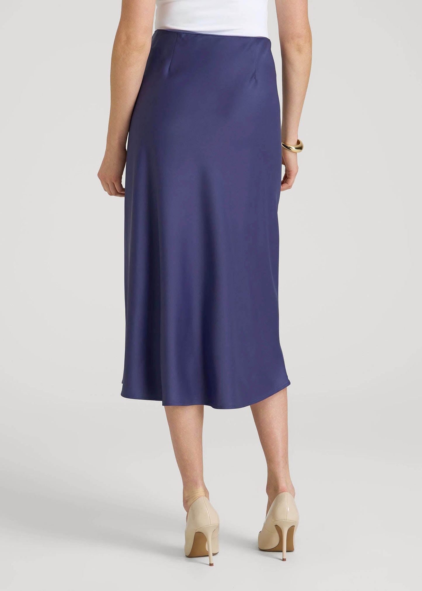 American Tall Women|Men Pull On Satin Midi Skirt for Tall Women in Future Dusk