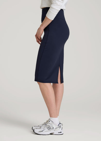 American Tall Women|Men Balance Slim Fit High Rise Skirt for Tall Women in Evening Blue