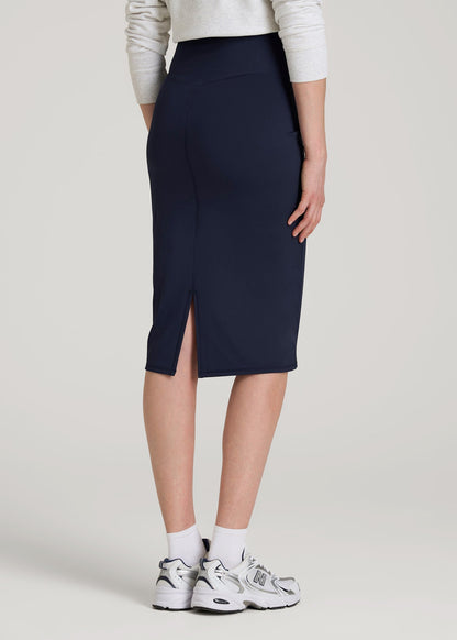 American Tall Women|Men Balance Slim Fit High Rise Skirt for Tall Women in Evening Blue