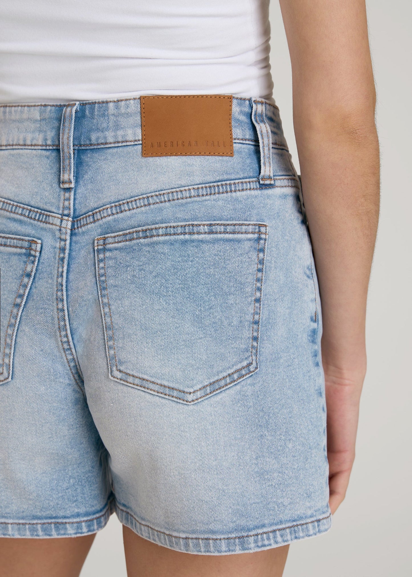 American Tall Women Denim Shorts for Tall Women in Surfer Blue