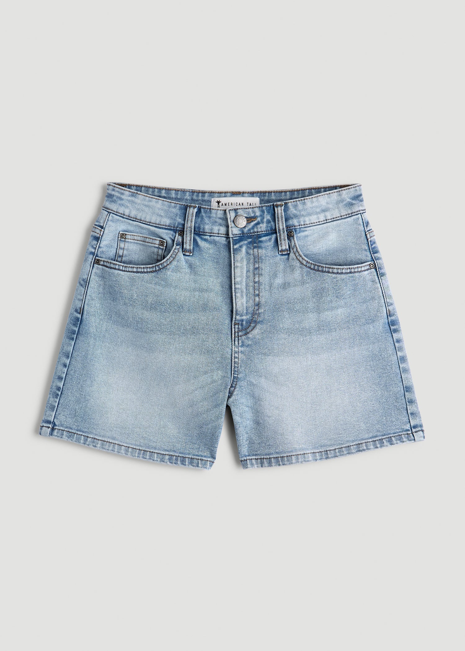 American Tall Women Denim Shorts for Tall Women in Surfer Blue