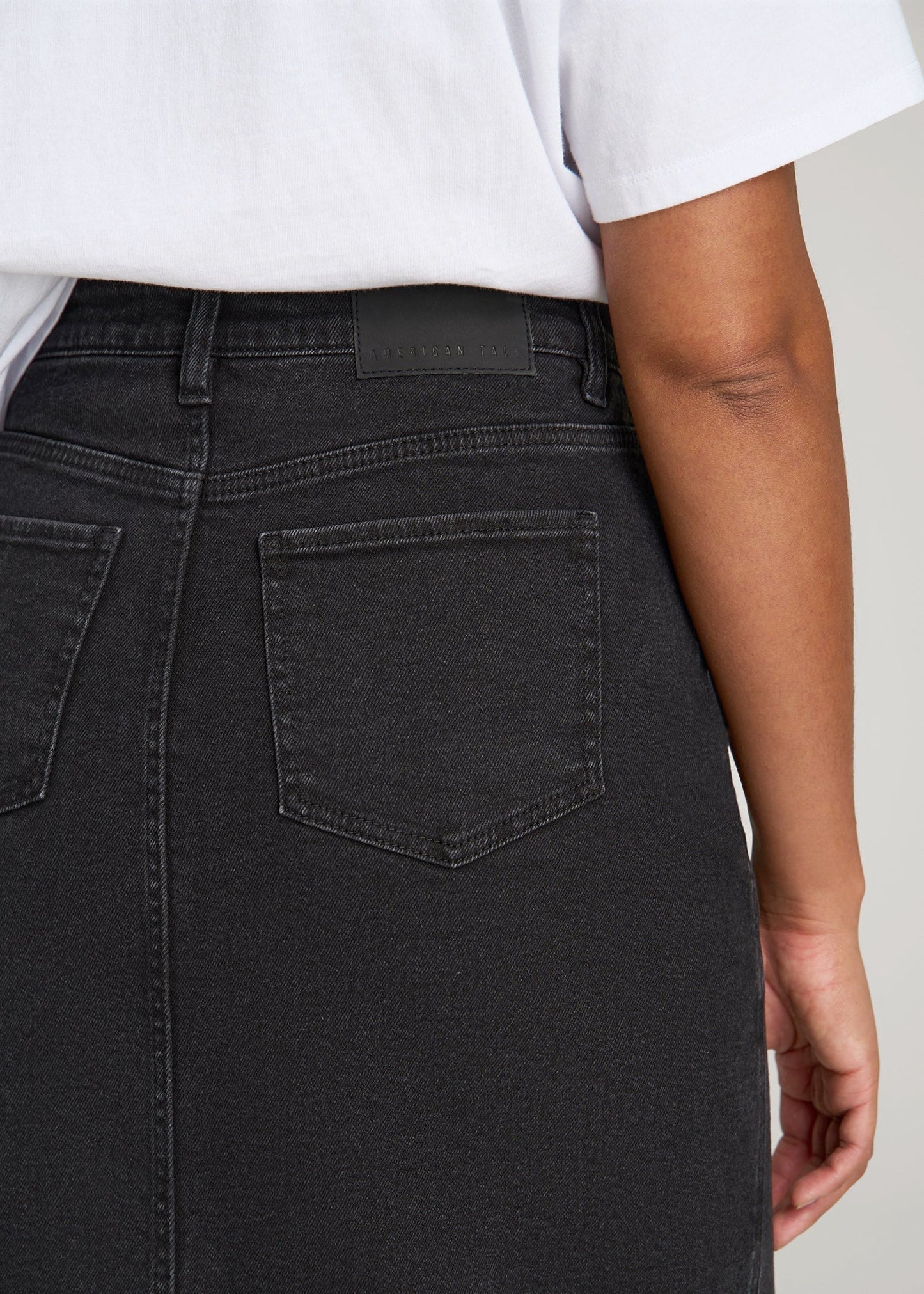 American Tall Women Denim Maxi Skirt for Tall Women in Onyx Black Wash