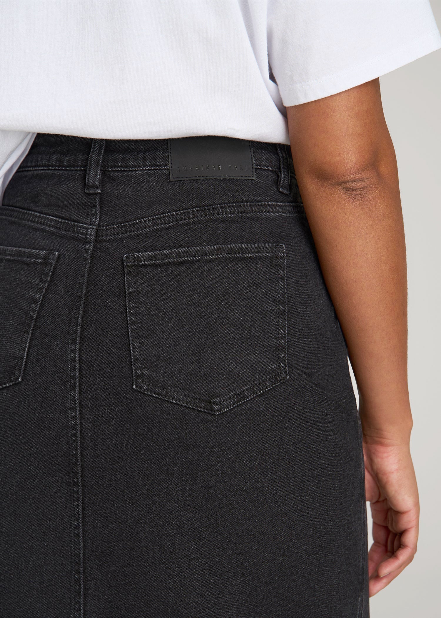 American Tall Women Denim Maxi Skirt for Tall Women in Onyx Black Wash
