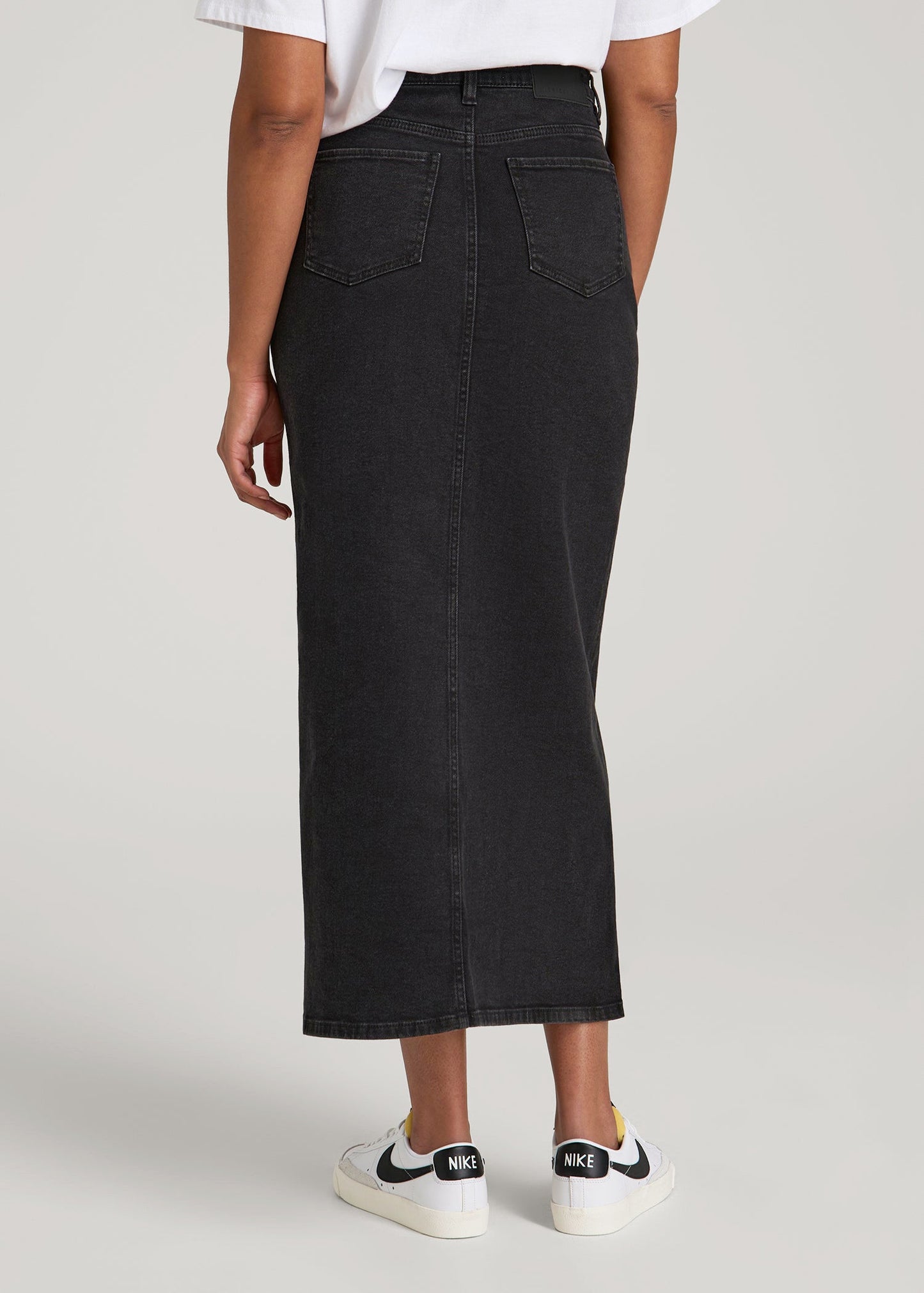 American Tall Women Denim Maxi Skirt for Tall Women in Onyx Black Wash