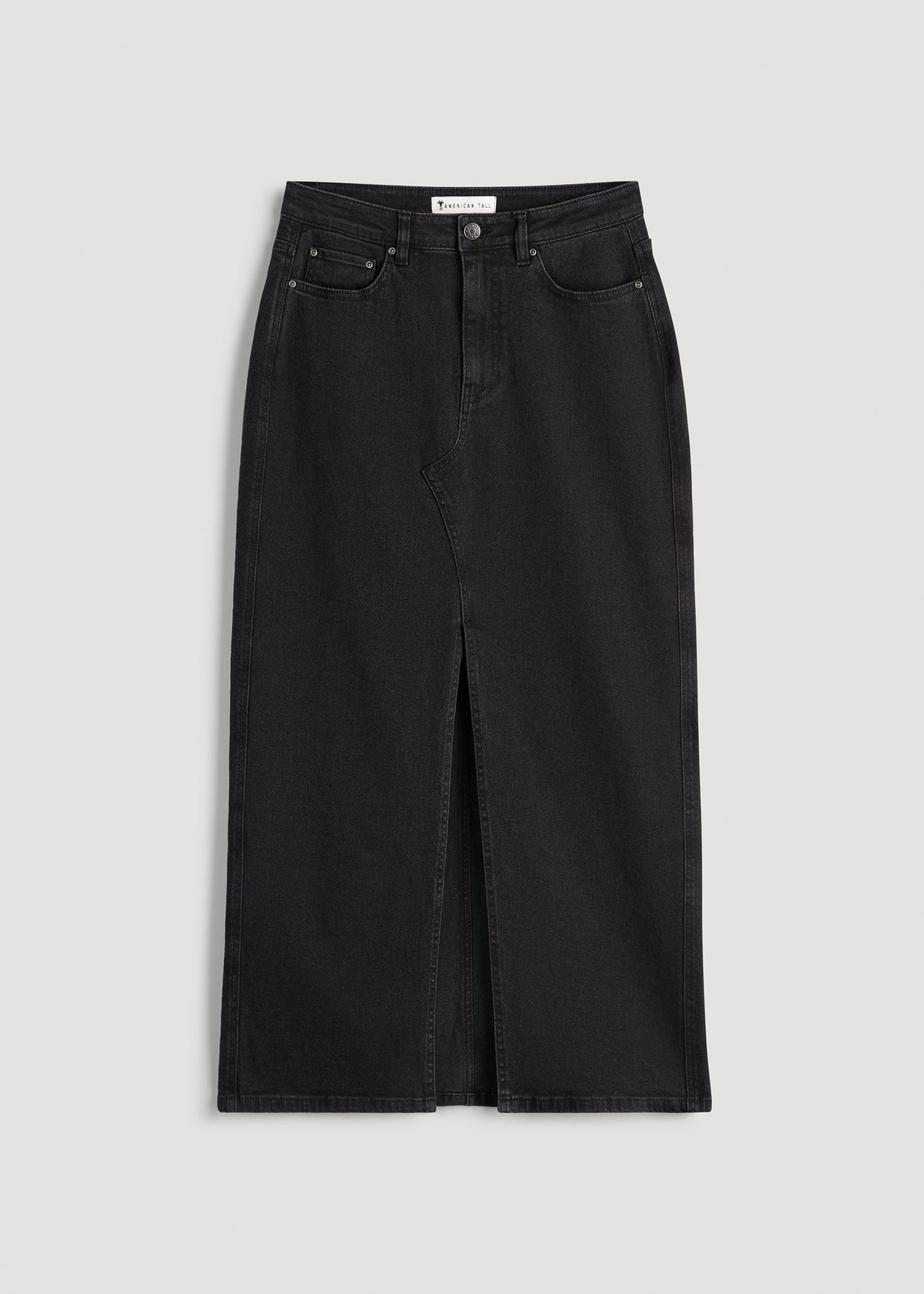 American Tall Women Denim Maxi Skirt for Tall Women in Onyx Black Wash