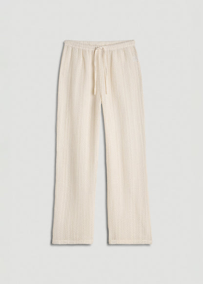 American Tall Women Openwork Knit Pants for Tall Women in Natural