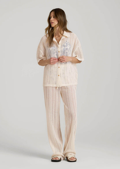 American Tall Women Openwork Loose Knit Top for Tall Women in Natural