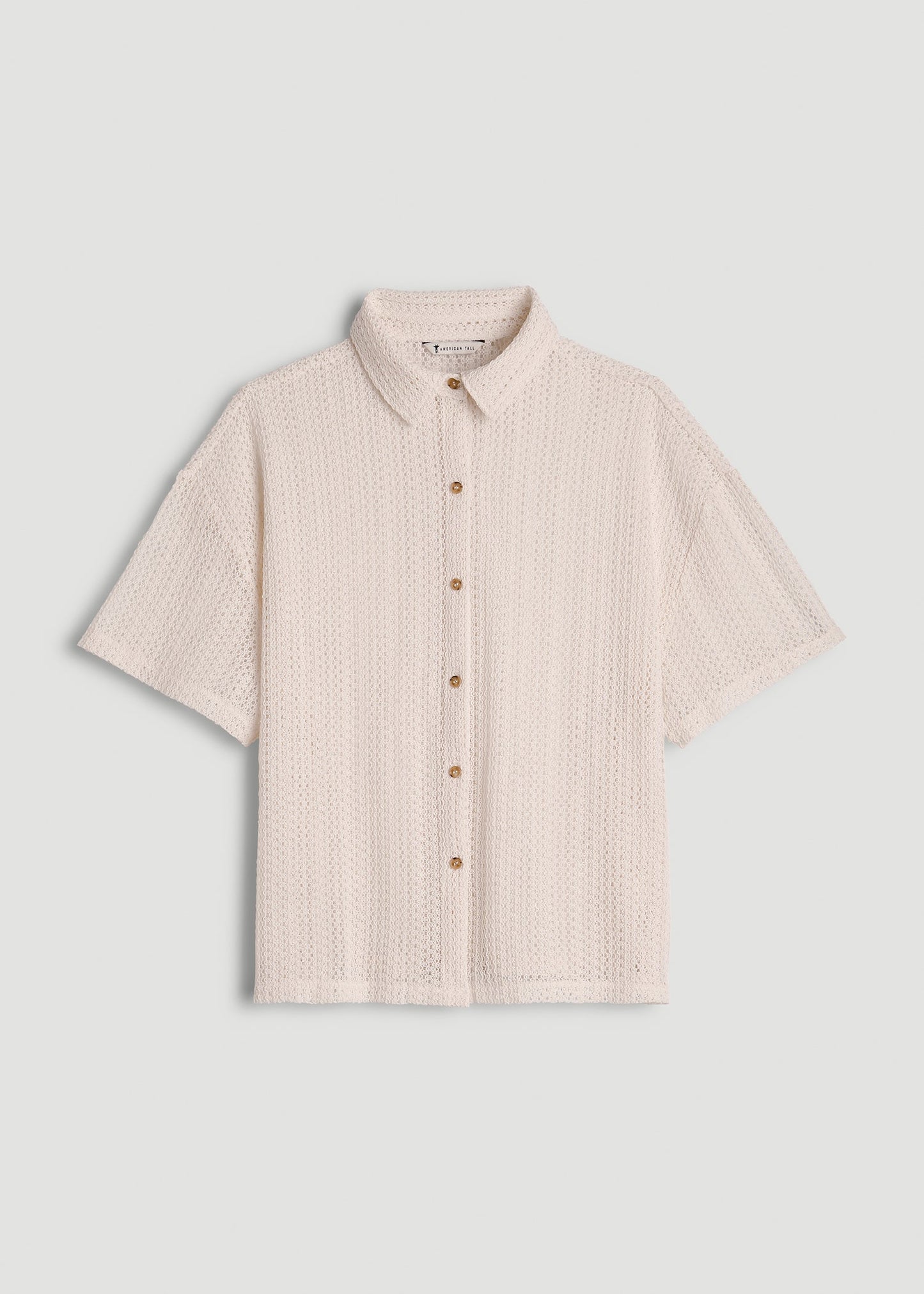 American Tall Women Openwork Loose Knit Top for Tall Women in Natural