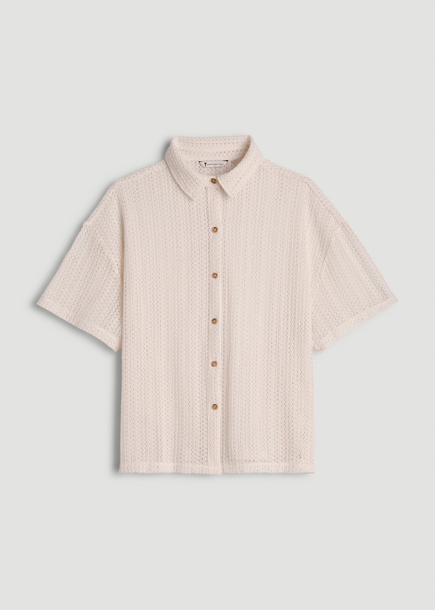 American Tall Women Openwork Loose Knit Top for Tall Women in Natural
