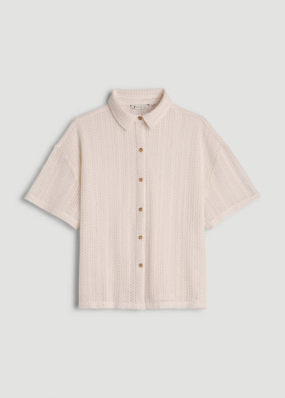 American Tall Women Openwork Loose Knit Top for Tall Women in Natural