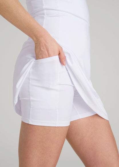 American Tall Women|Men Active Dress with Shorts for Tall Women in Optic White