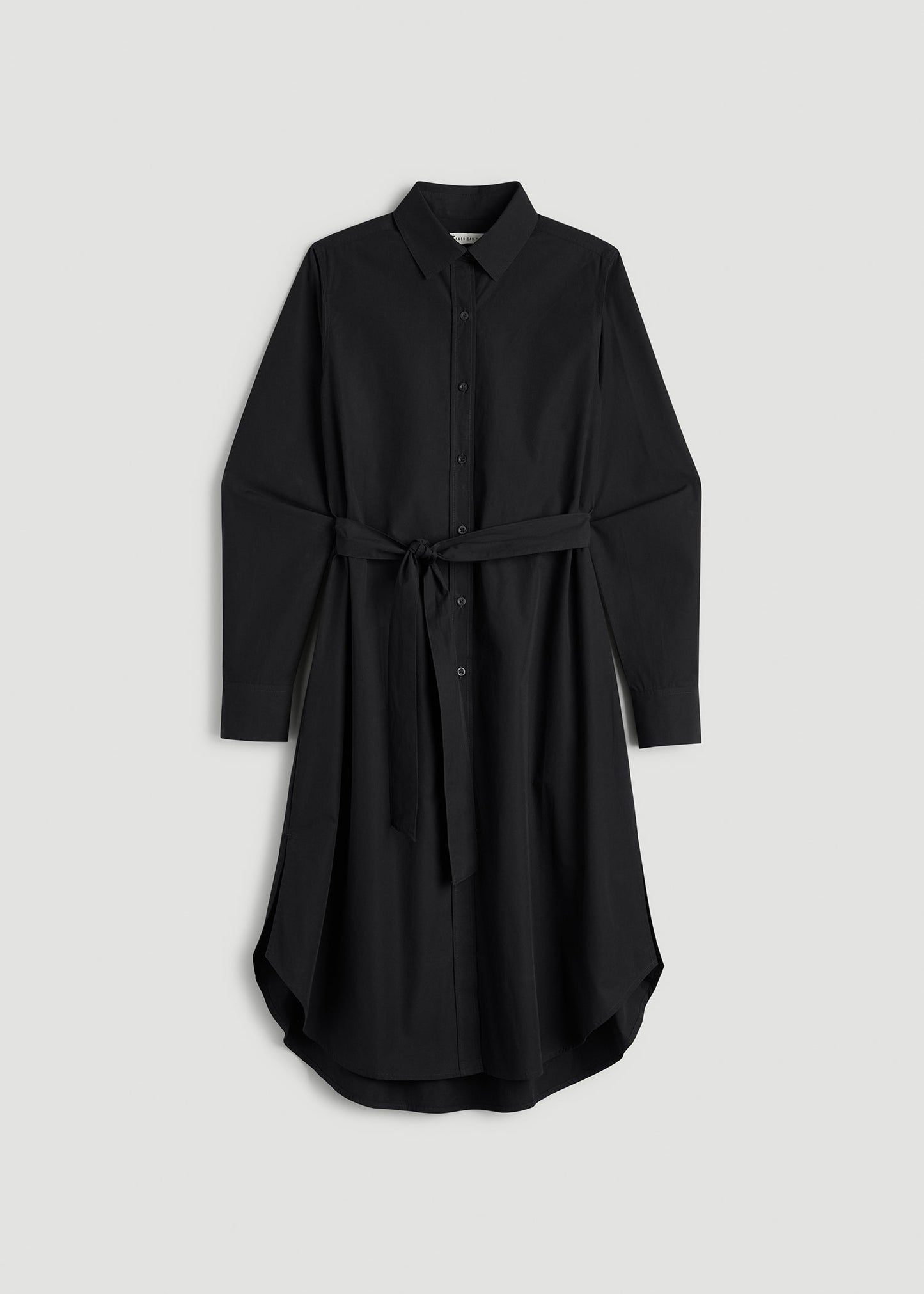 American Tall Women Relaxed Poplin Shirtdress for Tall Women in Black