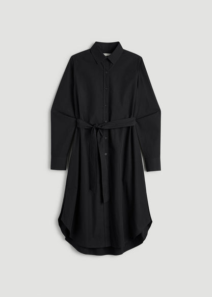 American Tall Women Relaxed Poplin Shirtdress for Tall Women in Black
