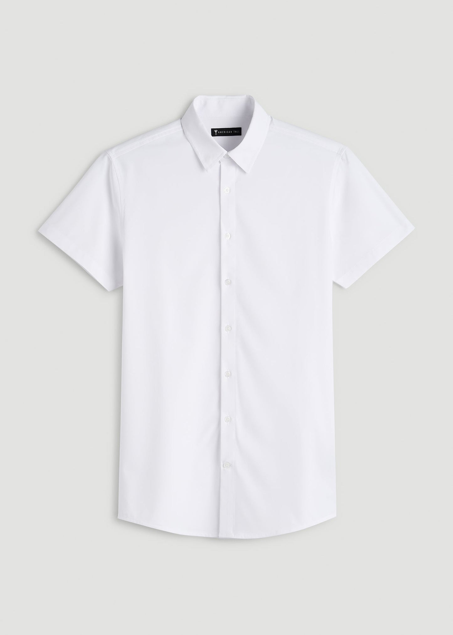 American Tall Men Short Sleeve Traveler Stretch Button Shirt for Tall Men in White