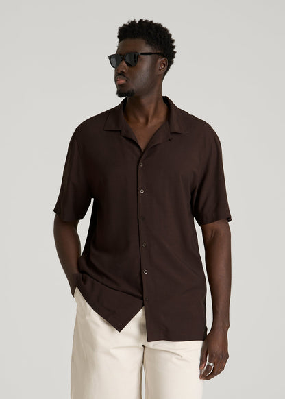 American Tall Men Short Sleeve Resort Shirt for Tall Men in Espresso
