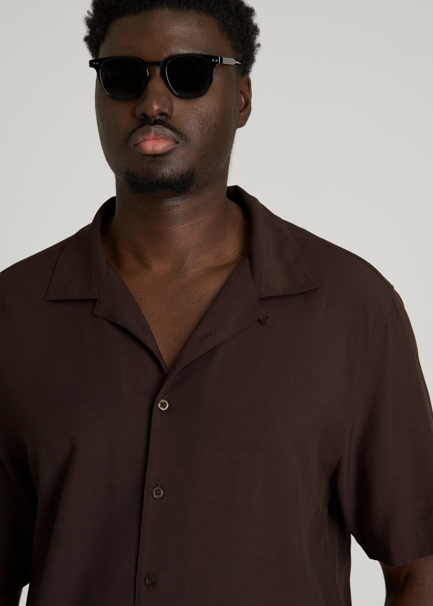 American Tall Men Short Sleeve Resort Shirt for Tall Men in Espresso