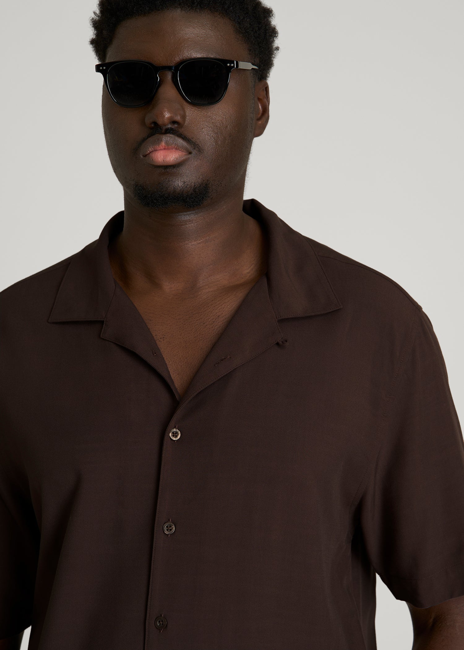 American Tall Men Short Sleeve Resort Shirt for Tall Men in Espresso