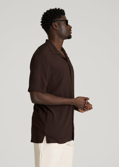 American Tall Men Short Sleeve Resort Shirt for Tall Men in Espresso