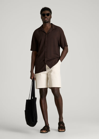 American Tall Men Short Sleeve Resort Shirt for Tall Men in Espresso