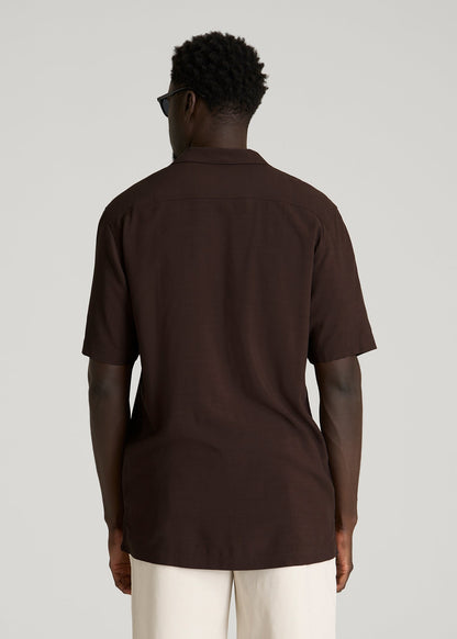 American Tall Men Short Sleeve Resort Shirt for Tall Men in Espresso
