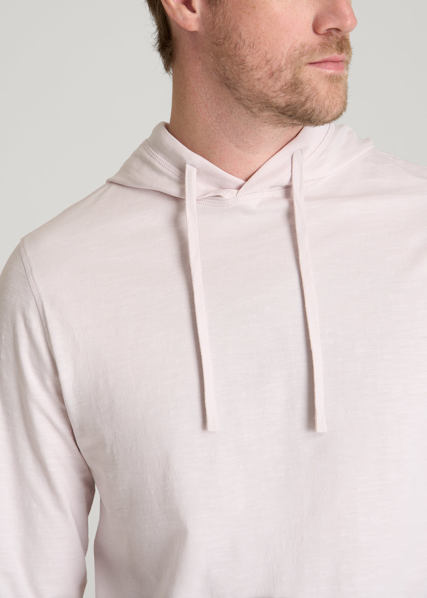 American Tall Men Sunwashed Slub Pullover Hoodie for Tall Men in Grey Lilac