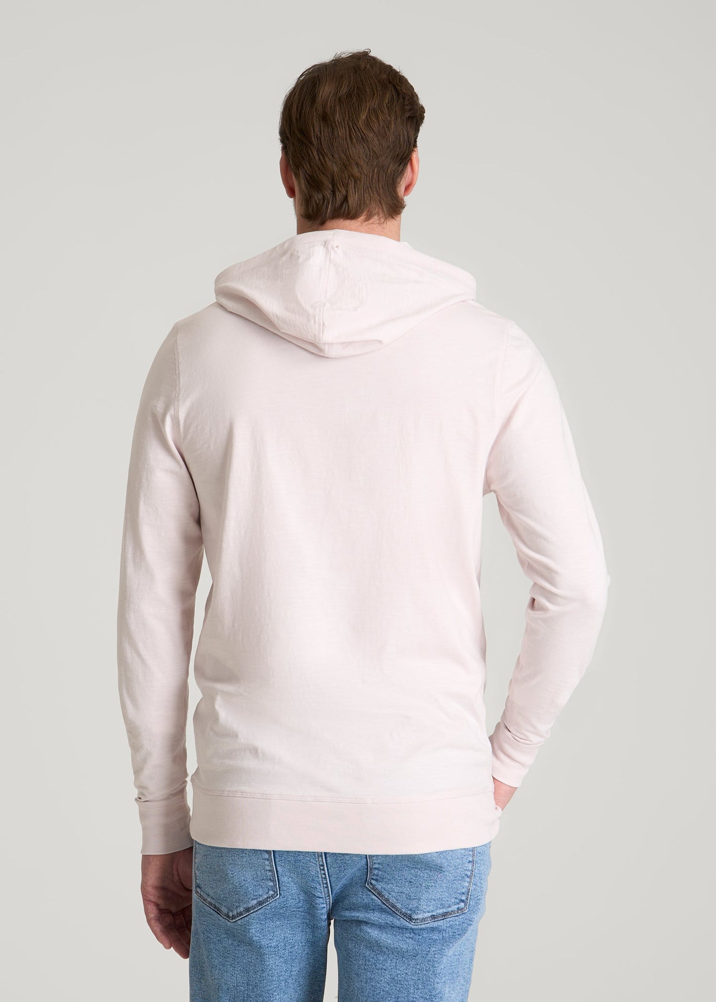 American Tall Men Sunwashed Slub Pullover Hoodie for Tall Men in Grey Lilac