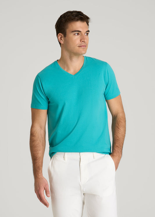 American Tall Men The Essential Modern Fit V-Neck Tee for Tall Men in Baltic Turquoise