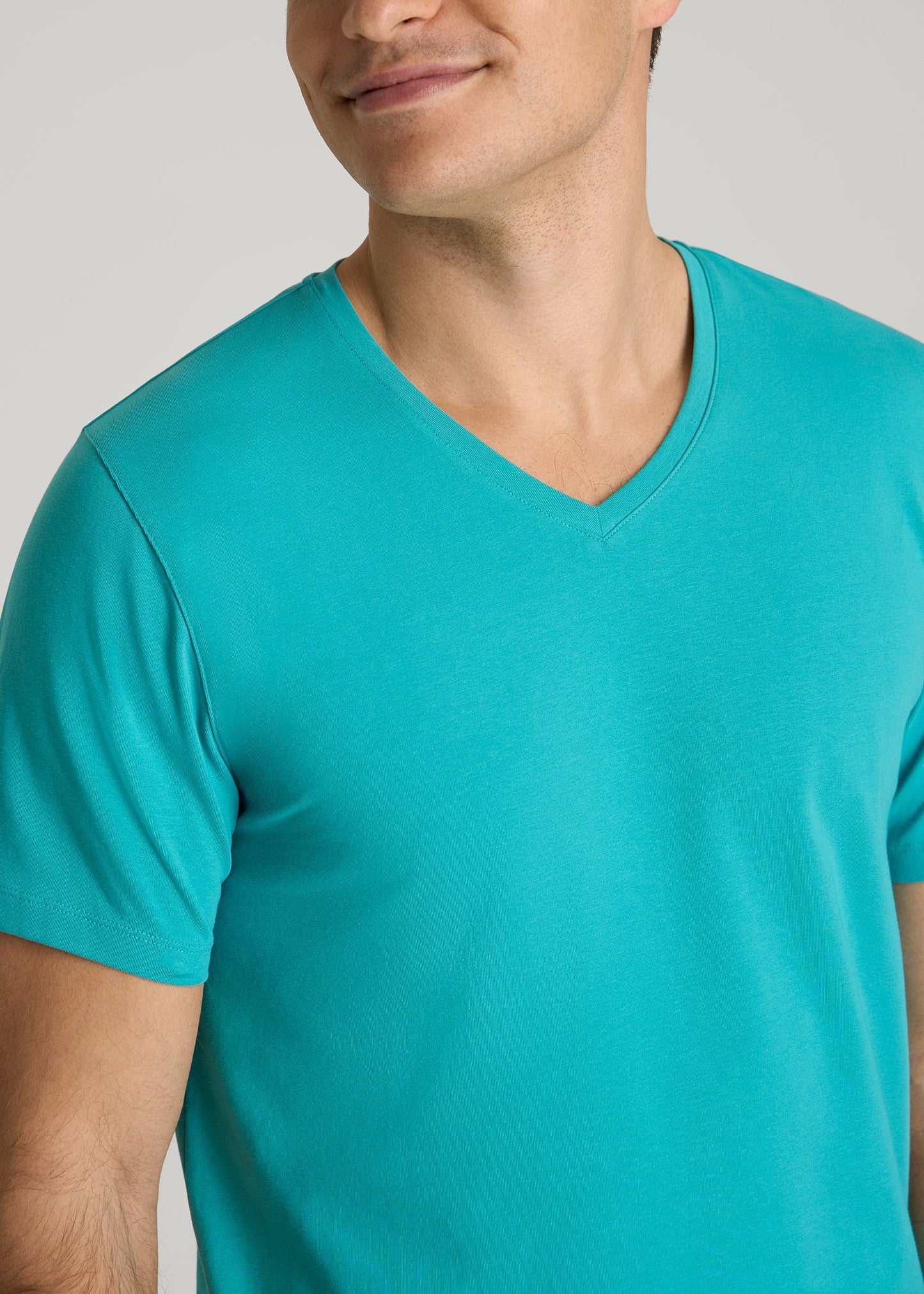 American Tall Men The Essential Modern Fit V-Neck Tee for Tall Men in Baltic Turquoise