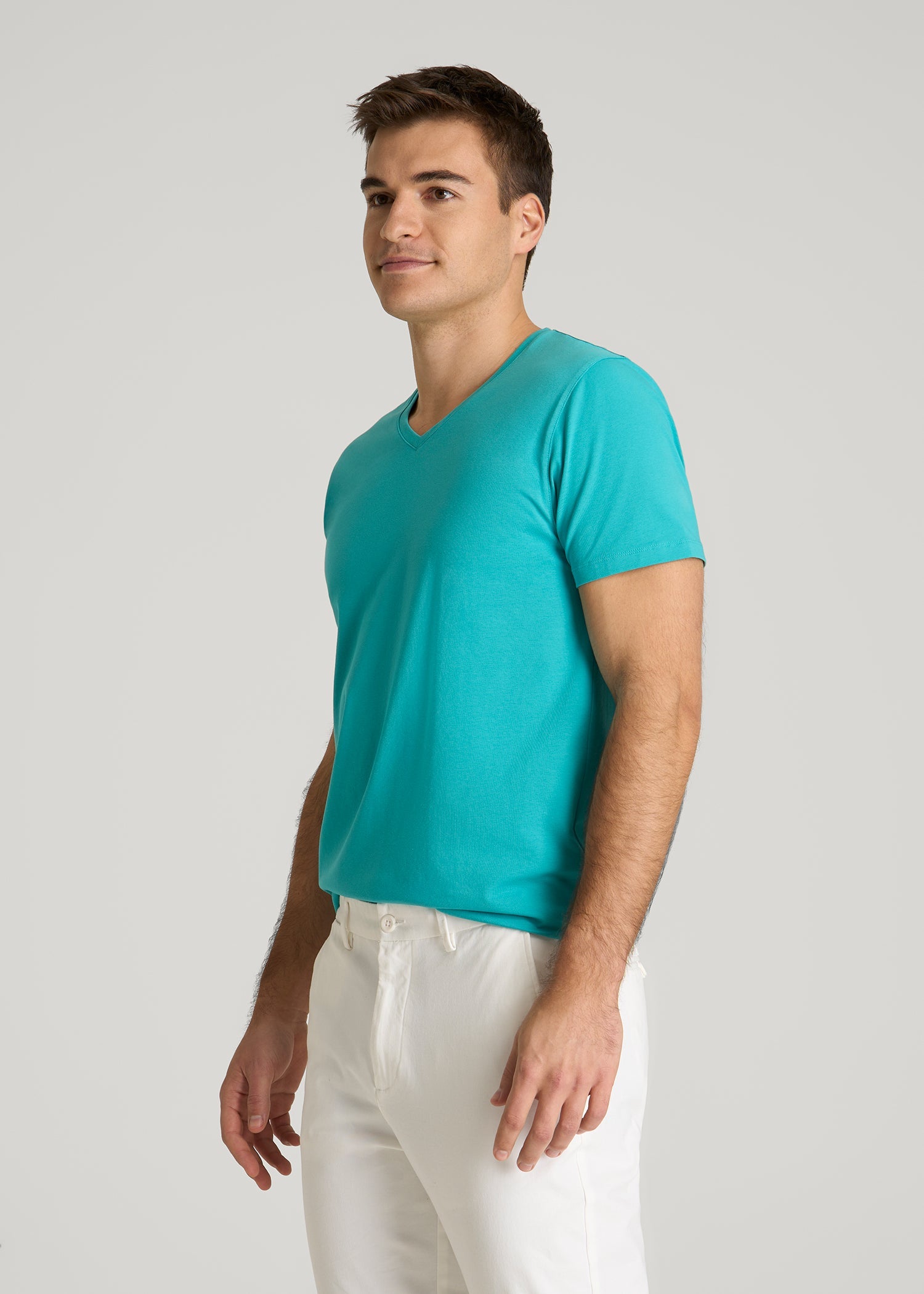 American Tall Men The Essential Modern Fit V-Neck Tee for Tall Men in Baltic Turquoise